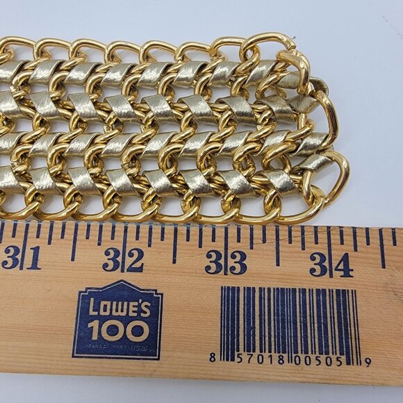 BEAUTIFUL VINTAGE DISCO Belt Gold Chain Link Party 70s 80s Look Heavy Wide - Picture 6 of 6